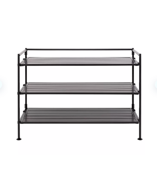 Seville Classics 2-Pk. 3-Tier Stackable 9-Pair Resin Slat Shoe Rack - Espresso