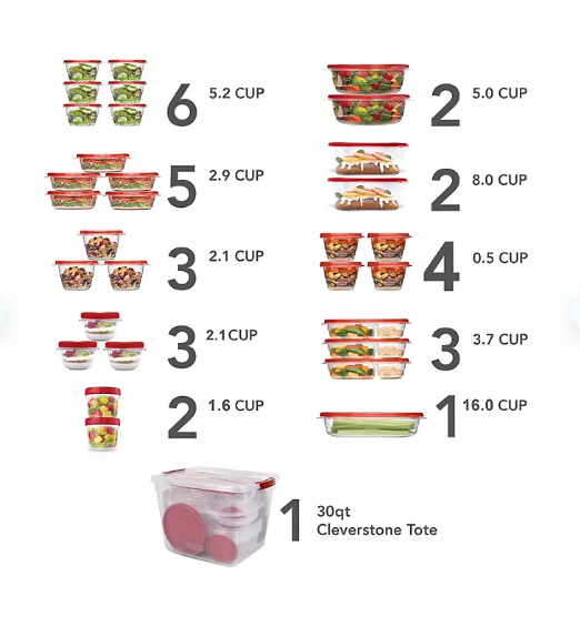 Rubbermaid 64-Piece TakeAlongs Food Storage Set with 30-Quart