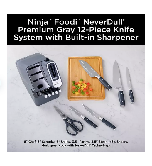 Ninja Foodi NeverDull Premium 12-Piece Knife System Set, Gray