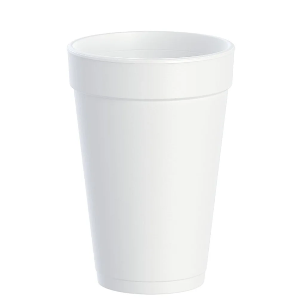 Foam Cup, 16 oz., White, Styrofoam, (1000/Case) Dart 16J16