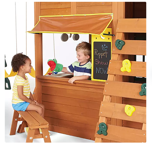 Charleston lodge wooden 2025 swing set by kidkraft