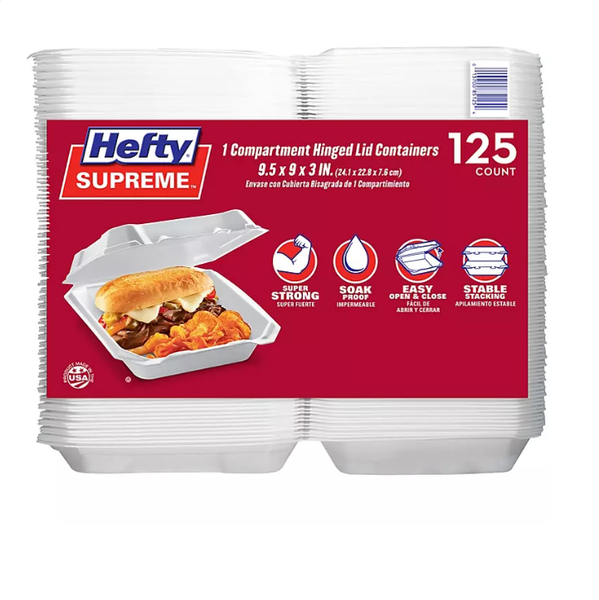 Hefty Supreme Sandwich Containers, Hinged Lid, Large - 300 containers