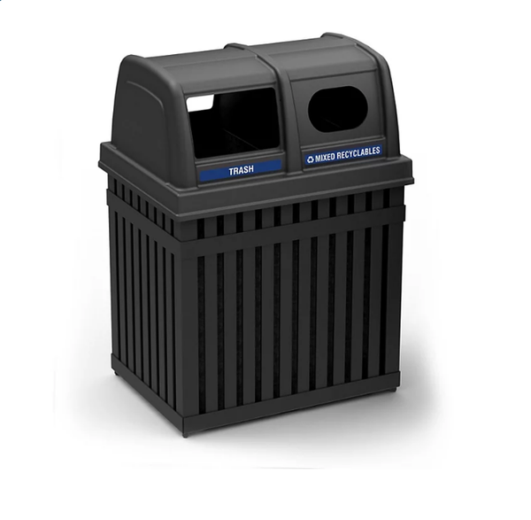 ArchTec Parkview Double Trash/Recycle Bin, Black, 50 gal. Openbax