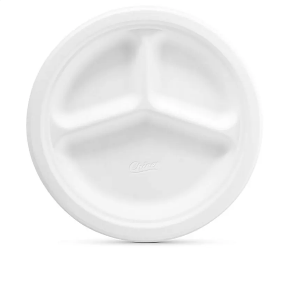 Chinet Plates, Dinner Compartment, Classic White, 10-3/8 Inch - 165 plates