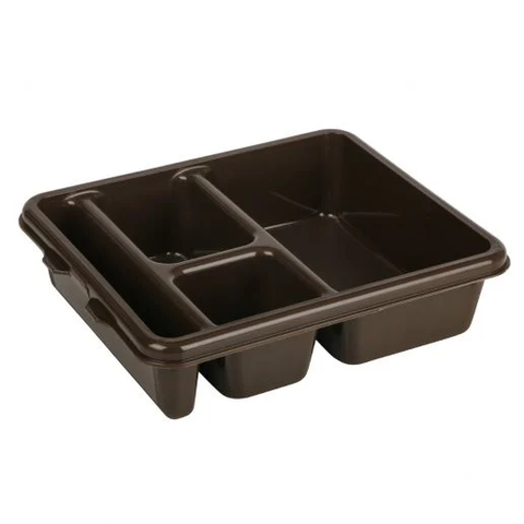 Cambro 9114CP167 Brown 9 Inch x 11 Inch 4-Compartment Rectangular Co-Polymer Meal Delivery Tray