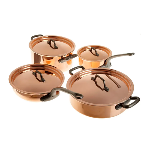 Matfer Bourgeat 915901 8 Piece Cookware Set, Stainless Steel/Copper w/ Cast Iron Handle