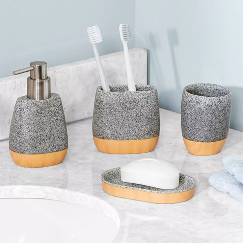 Honey-Can-Do 4-Pc. Bath Accessory Set - Speckled
