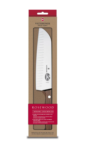 Victorinox - Swiss Army 6.8520.17-X2 Granton Edge Santoku Knife w/ 7" Blade, Rosewood Handle