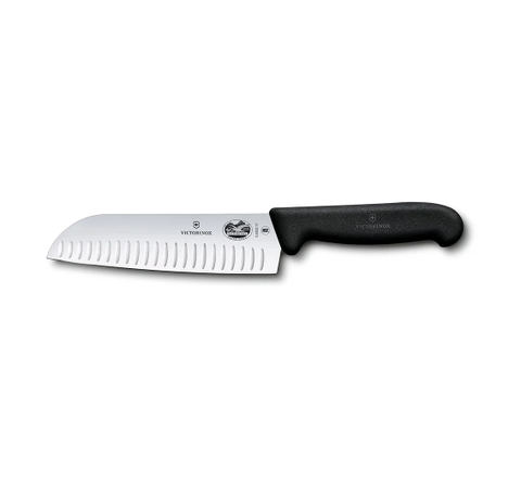 Victorinox - Swiss Army 5.2523.17US1 Granton Edge Santoku Knife w/ 7" Blade, Black Fibrox® Nylon Handle