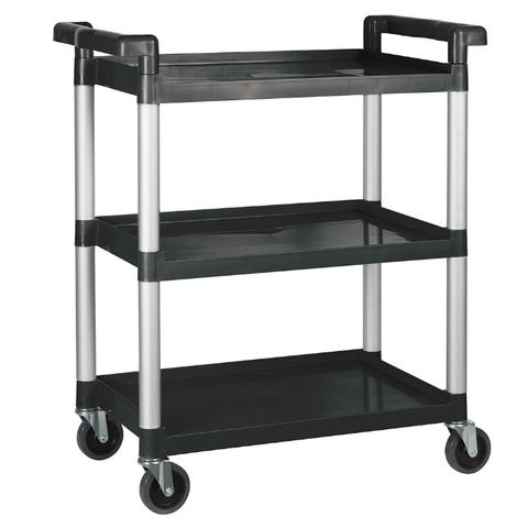 Winco UC-2415K 3 Level Plastic Utility Cart w/ 330 lb Capacity, Raised Ledges