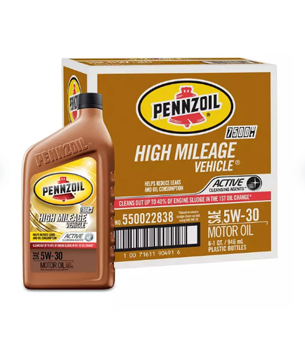 Pennzoil High Mileage Motor Oil 5w30 (6-pack/1 quart bottles)