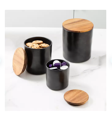 Member's Mark 4-piece Canister With Acacia Wood Lid Set (Assorted Colors)