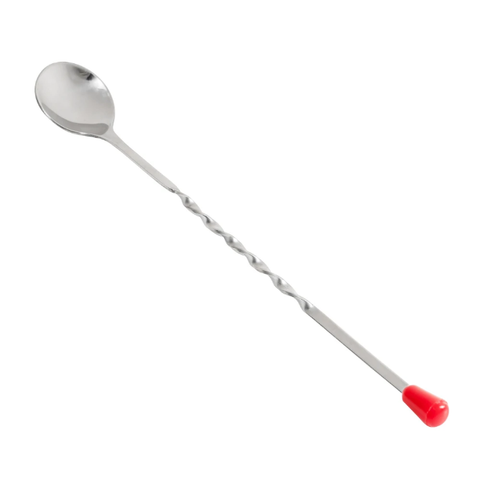 Winco BPS-11 11" Bar Spoon w/ Red Knob, Stainless