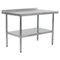 John Boos UFBLG2424 24" 18 ga Work Table w/ Undershelf & 430 Series Stainless Top, 1 1/2" Backsplash