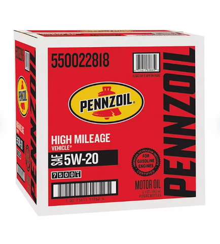 Pennzoil High Mileage SAE 5W-20 Motor Oil (6-pack/1 quart bottles)