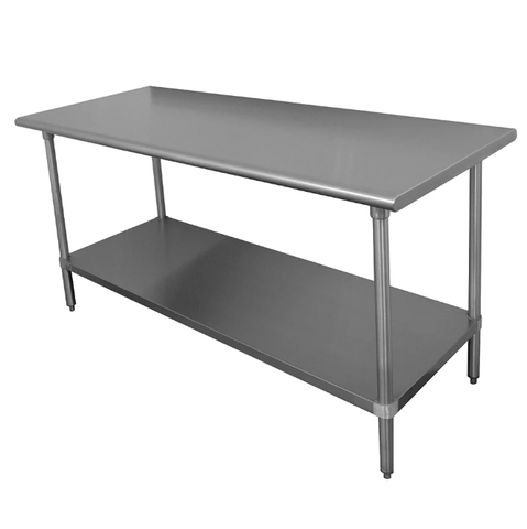 Advance Tabco TT-246 72" 18 ga Work Table w/ Undershelf & 430 Series Stainless Flat Top
