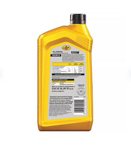 Pennzoil Full Synthetic 0W-20 Motor Oil (6 Pack/1 Quart Bottles)