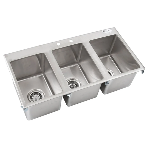 John Boos PB-DISINK101410-3 (3) Compartment Drop-in Sink - 10" x 14", Drain Included