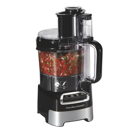 Hamilton Beach 10-Cup Food Processor with Compact Storage - Black & Stainless