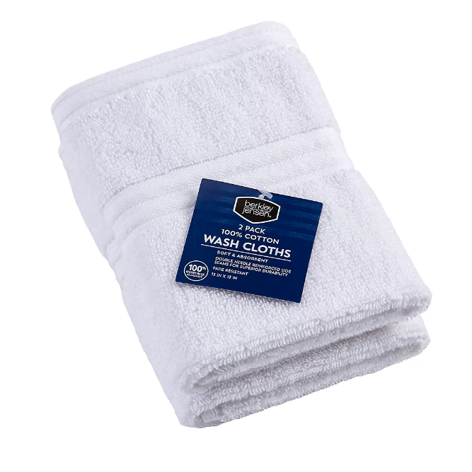 Berkley Jensen Cotton Wash Cloths, 2 pk. - Stripe