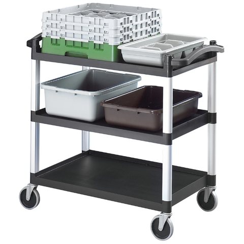 Cambro BC340KD110 3 Level Polymer Utility Cart w/ 400 lb Capacity, Raised Ledges