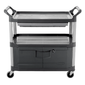 Rubbermaid FG409400 GRAY 3 Level Polymer Utility Cart w/ 300 lb Capacity, Raised Ledges