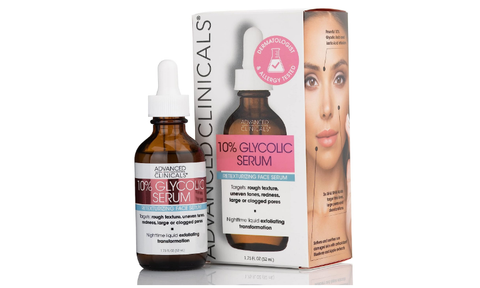 Advanced Clinicals 10% Glycolic Acid Peel Serum + Salicylic Acid Skin Care Treatment For Face. Gentle Facial Formula Targets Fine Lines, Large Pores, & Age Spots. 1.75 FL Oz