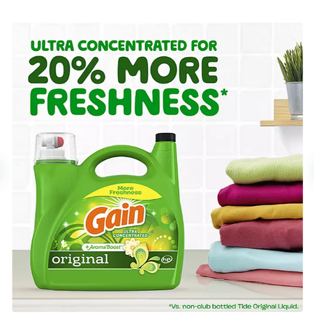 Gain Ultra Concentrated + Aroma Boost Laundry Detergent, Original Scent (208 fl. oz., 159 loads)