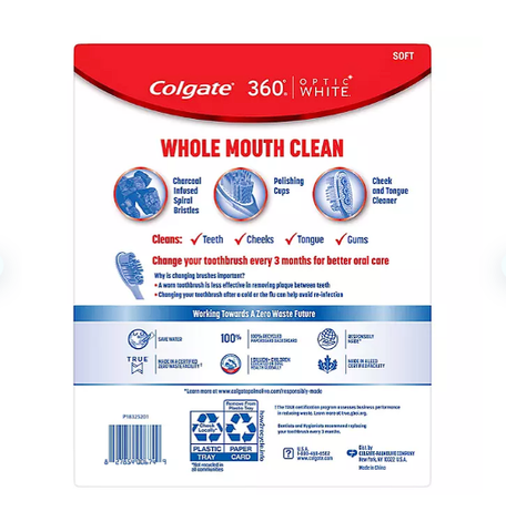 Colgate Optic White 360 Manual Toothbrush, Soft (8 pk.)