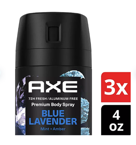AXE Fine Fragrance Premium Deodorant Body Spray for Men, Blue Lavender (4.0 oz., 3 pk.)