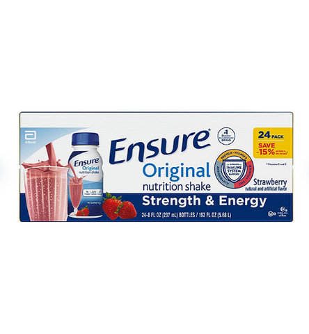 Ensure Original Nutrition Shake, Small Meal Replacement Shake, Strawberry (8 fl. oz., 24 ct.)
