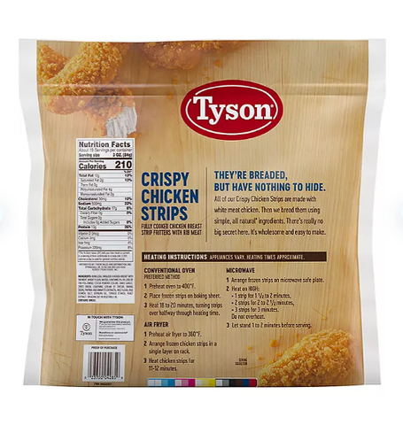Tyson Fully Cooked Crispy Chicken Strips, Frozen (3.5 lbs.)