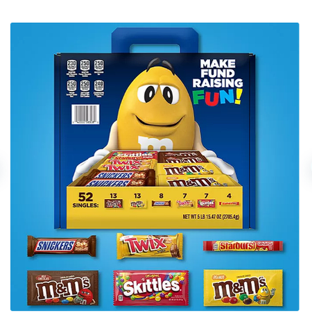 M&M’S, Skittles, Snickers, Twix & Starburst Fundraiser Bulk Candy Bars (52 ct.)