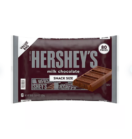 HERSHEY'S Milk Chocolate Snack Size, Candy (80 pcs)