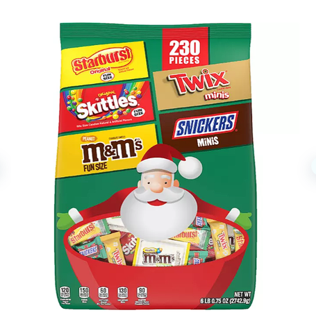 SNICKERS, SKITTLES, TWIX, STARBURST, M&M's Peanut Bulk Christmas Candy Assortment (230 ct.)