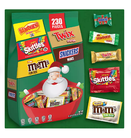 SNICKERS, SKITTLES, TWIX, STARBURST, M&M's Peanut Bulk Christmas Candy Assortment (230 ct.)