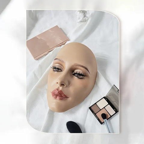 Makeup Practice Facial Board , 5D Silicone Full Face Practice Eyelash Eye Shadow, For Makeup Artist, Beginners, Simulated Human Model Practice Makeup Face Reusable Practice Board For Teaching