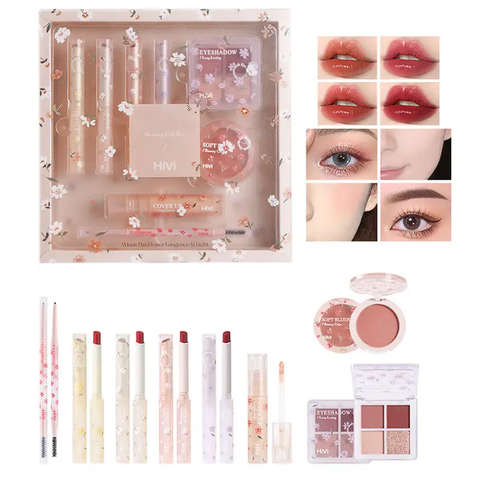 8pcs Full Makeup Gift Set, Eyeshadow Eyebrow Blusher Concealer Lipstick All-in-One Makeup Kit, Valentine's Day And Festival Gift