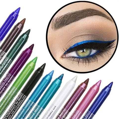 14-Color Colourful Eyeliner Pen, High Pigmented Pearly Shimmer Metallic Finish, Smokey Punk Gothic Style Eyeliner, Long Lasting Waterproof Eyeliner Stick