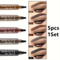 2pcs/5pcs 4 Split Head Eyebrow Pencil Set Liquid Eyebrow Pen Easy Coloring Matte Finish Eyebrow Pen Set