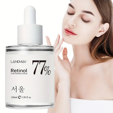 100ml Retinol PORE REFINING SERUM 77% Power Repairing Essence 3.38 Fl.Oz 100ml, Hydrating Serum For Face With Filtrate For Dull & Damaged Skin, Not Tested On Animals, No Parabens