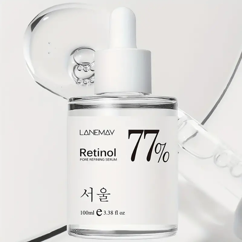 100ml Retinol PORE REFINING SERUM 77% Power Repairing Essence 3.38 Fl.Oz 100ml, Hydrating Serum For Face With Filtrate For Dull & Damaged Skin, Not Tested On Animals, No Parabens