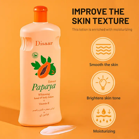 20.29oz Papaya Hand & Body Lotion With Vitamin E, Moisturizes And Hydrates, Rejuvenates Body Skin, Giving You A Radiant Glow