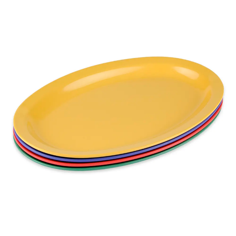 GET OP-612-MIX 11 3/4" x 8 1/4" Oval Supermel Platter - Melamine, Assorted Colors. 2 Dozen