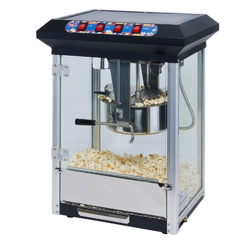 Winco POP-8B Countertop Popcorn Machine w/ 8 oz Kettle & Warmer Light, 120v