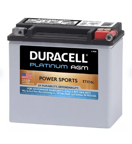 Duracell AGM Powersport Battery - ETX16L