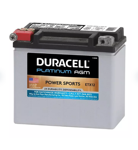 Duracell AGM Powersport Battery - ETX12