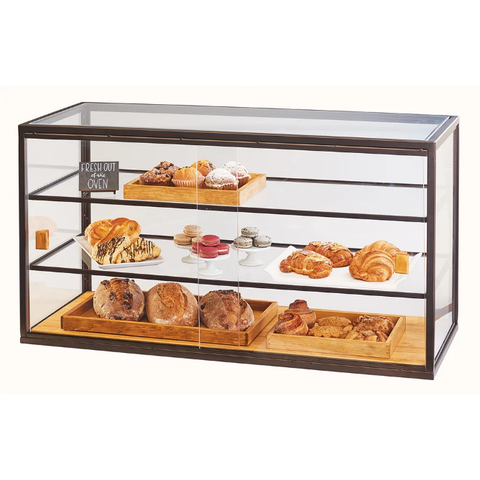 Cal-Mil 3695-84 3 Tier Full-Service Pastry Display Case w/ Sliding Doors - Bronze Frame, Acrylic