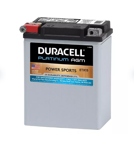 Duracell AGM Powersport Battery - ETX15