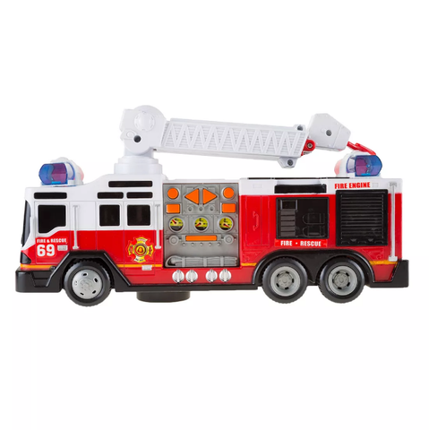 Toy Time Fire Truck with Extending Ladder, Lights and Siren Sounds
